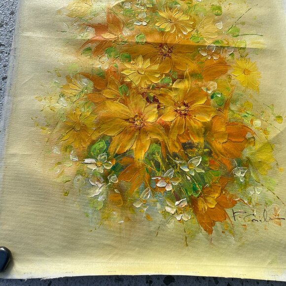 Impressionist Palette Knife Painting Daisies Wildflowers Buttercups Pastels Lot - Picture 7 of 7